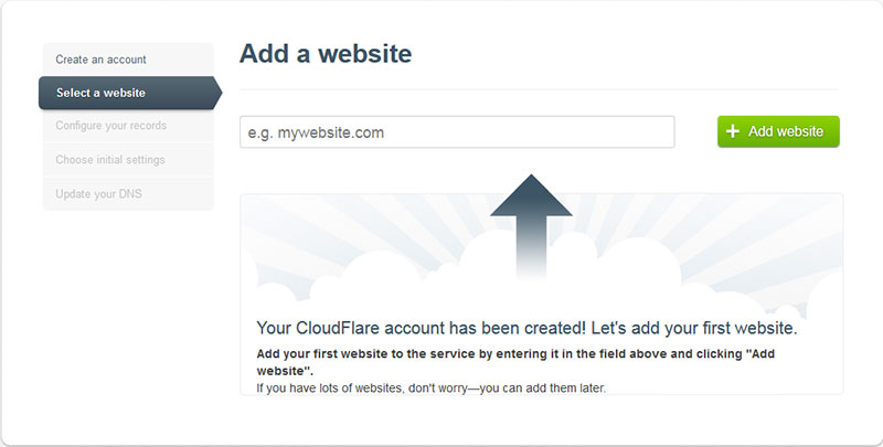Добавление сайта в CloudFlare