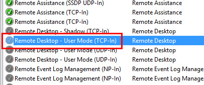 Правило Remote Desktop — User Mode (TCP-In)