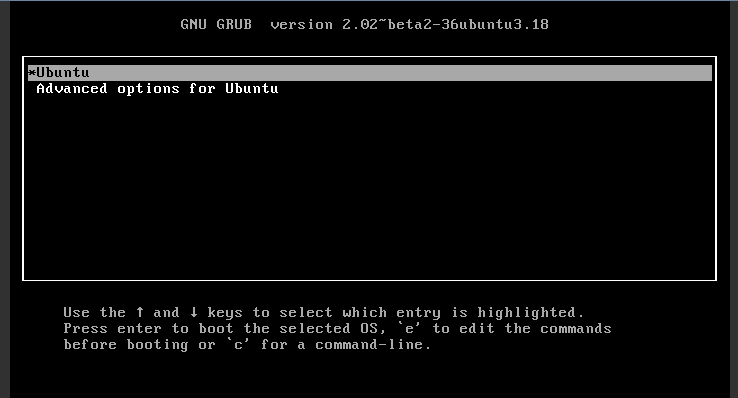 Меню загрузчика Ubuntu 16.04